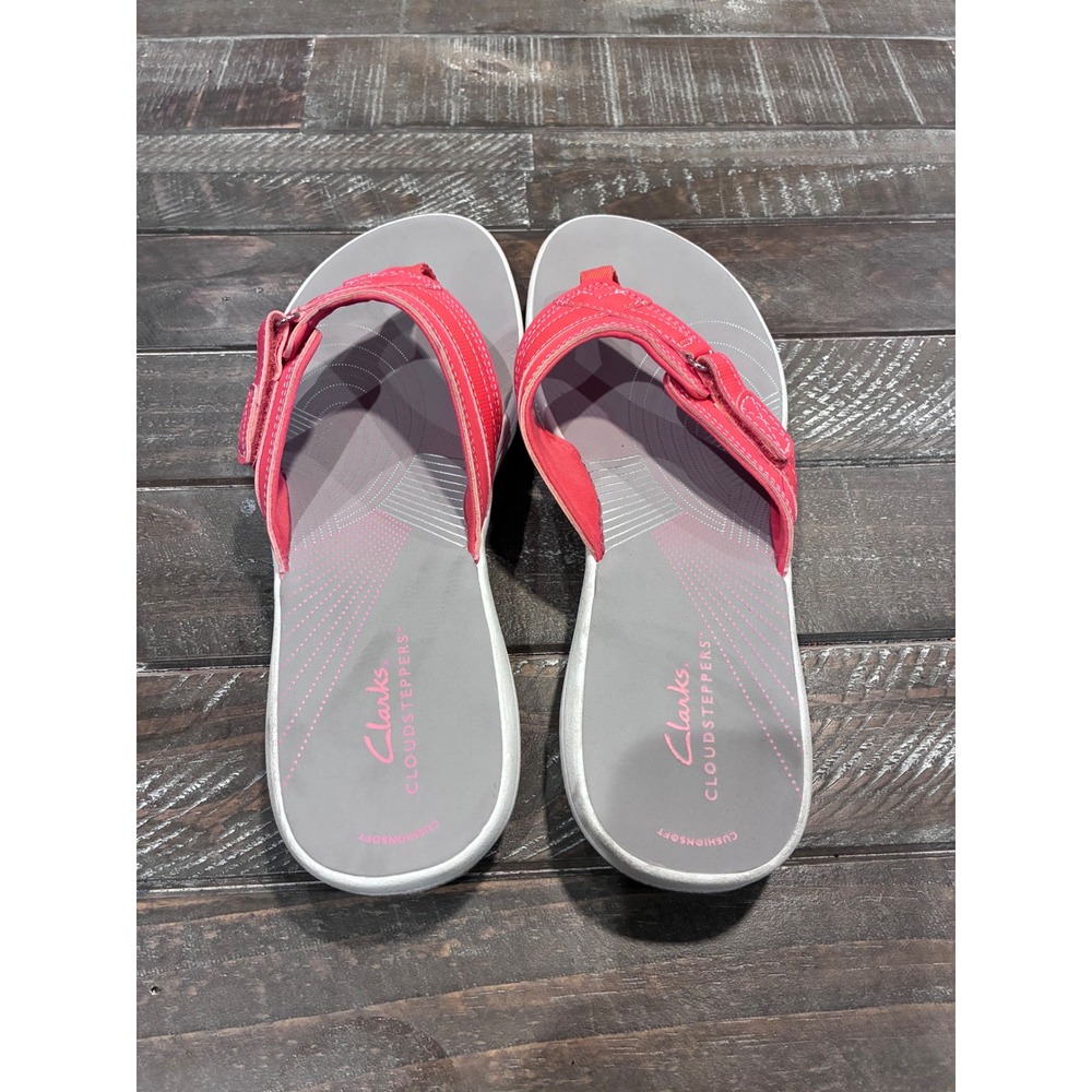 Clarks Cloudsteppers Women's Adjustable Strap Thong Sandals Coral Size 10 - Picture 2 of 6